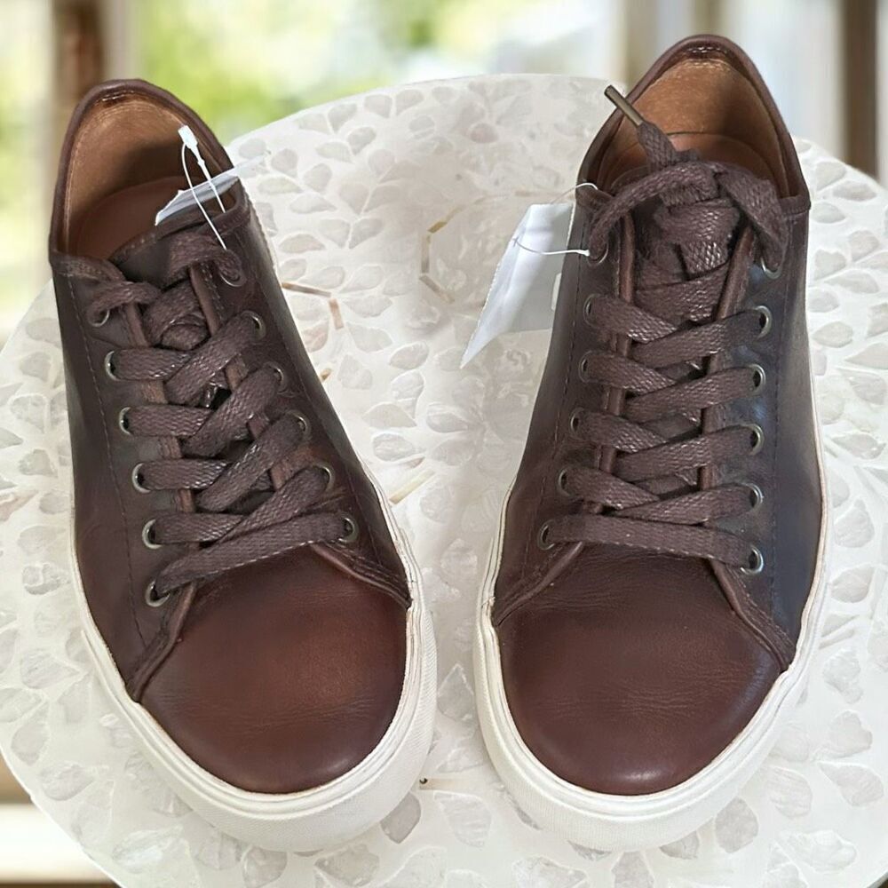 FRYE Vintage Italian Full Grain Leather Low Lace Sneaker Shoes Size 9 - Picture 13 of 13